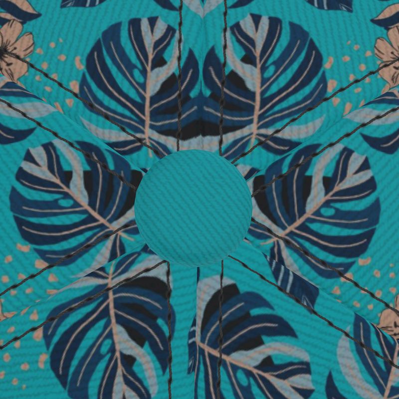 Baseball Cap - Midnight Monstera - Cyan Noir