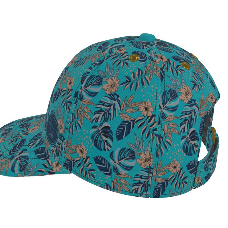 Baseball Cap - Midnight Monstera - Cyan Noir