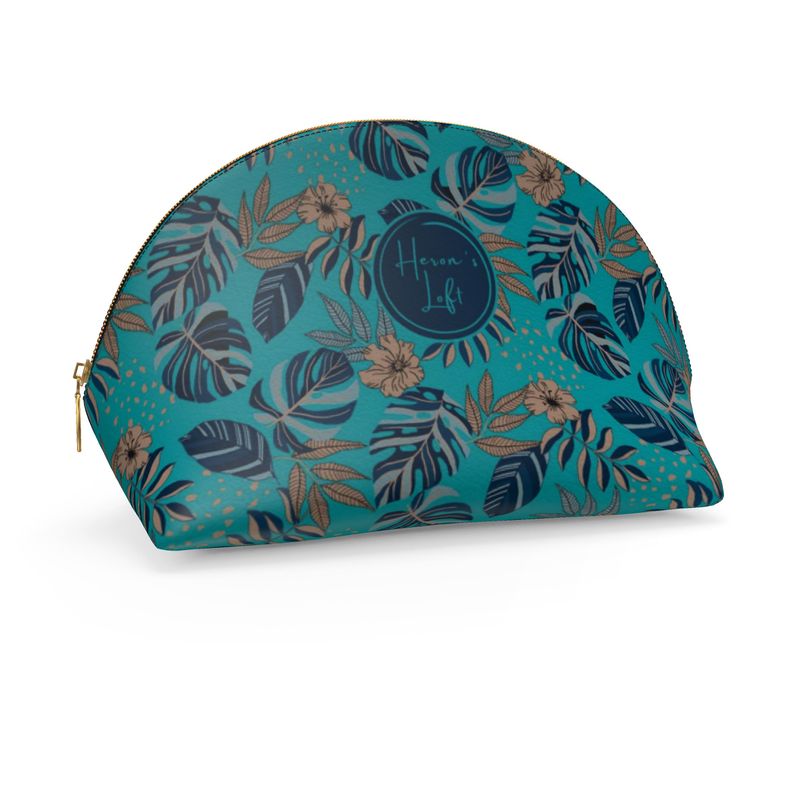 Shell Coin Purse - Midnight Monstera - Cyan Noir