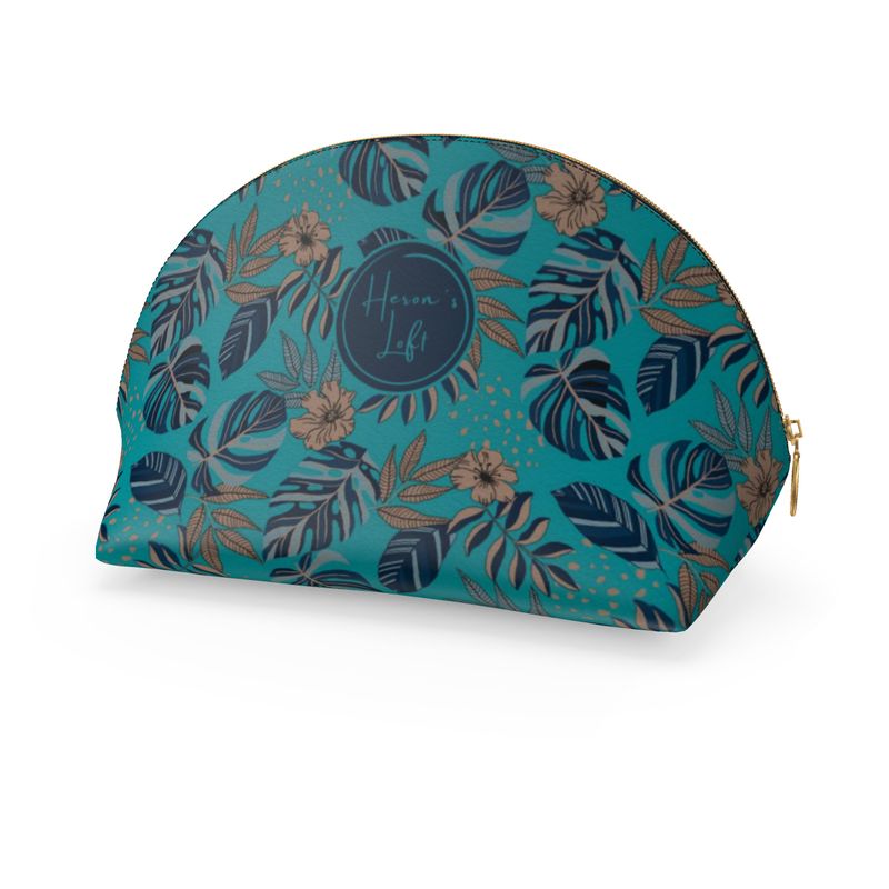 Shell Coin Purse - Midnight Monstera - Cyan Noir