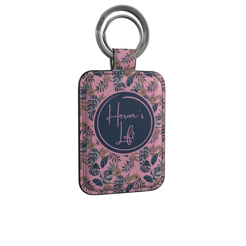 Luxury Leather Keyring - Midnight Monstera - Lunaria Rose