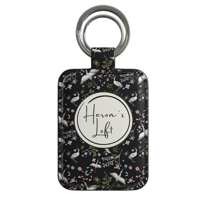 Luxury Leather Keyring - Onyx Crane