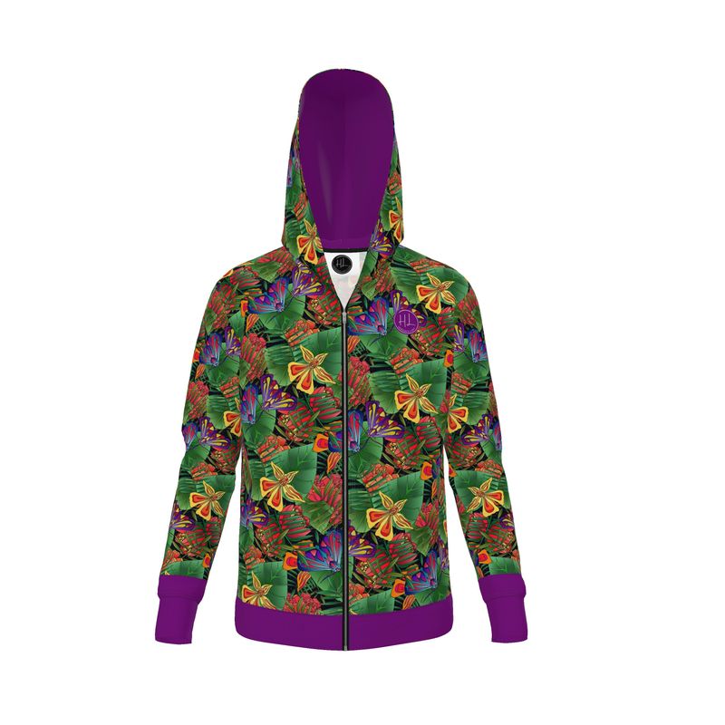 Women's Full-Zip Hoodie - Jungle Flower